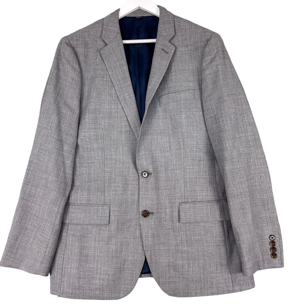 J Crew Voyager Thompson Suit Jacket Mens 40R Gray Wool Double Vent 2 Btn Classic